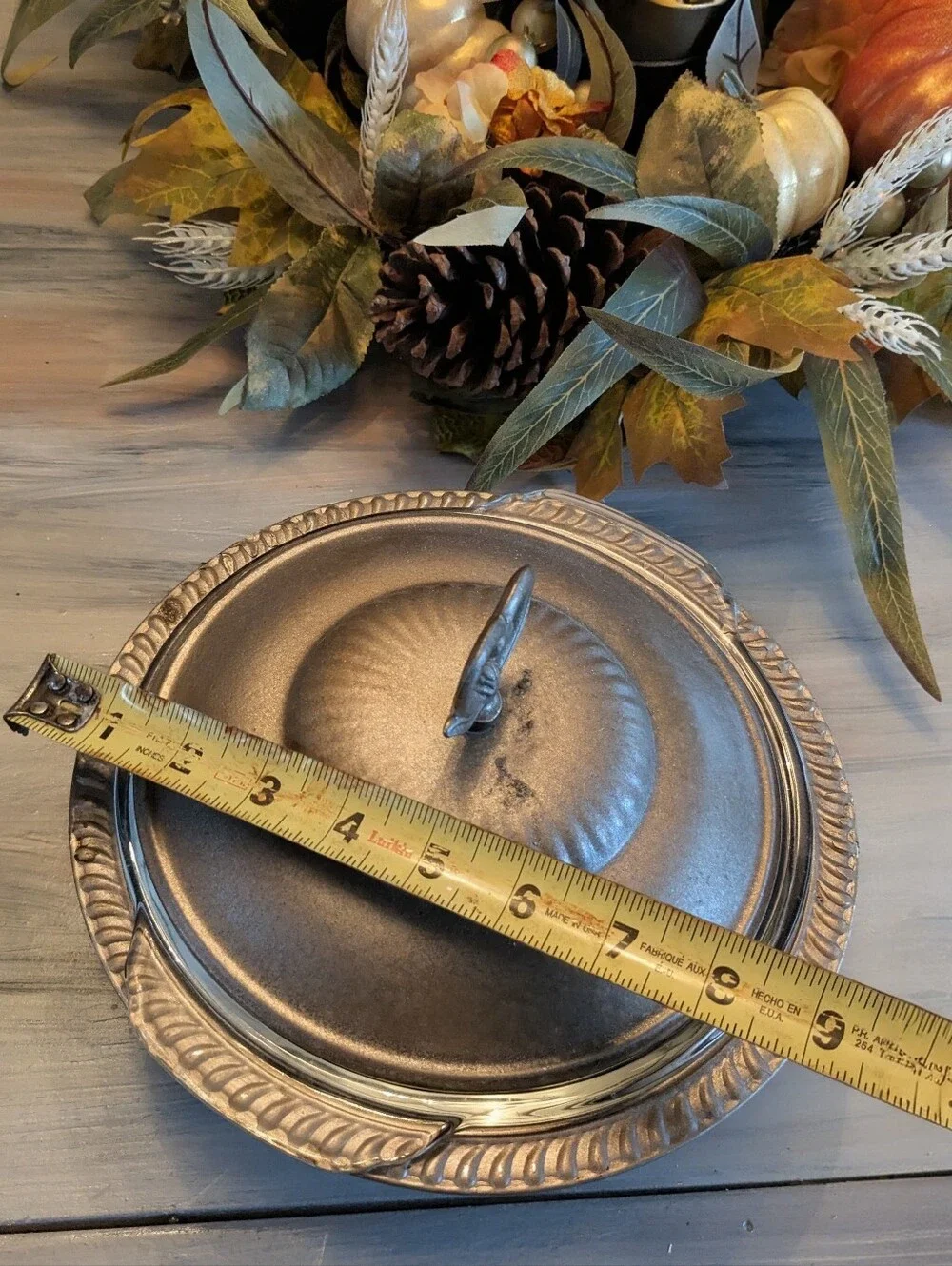 Vintage Metal Serving Dish with Lid - Gold Finish-3 Piece